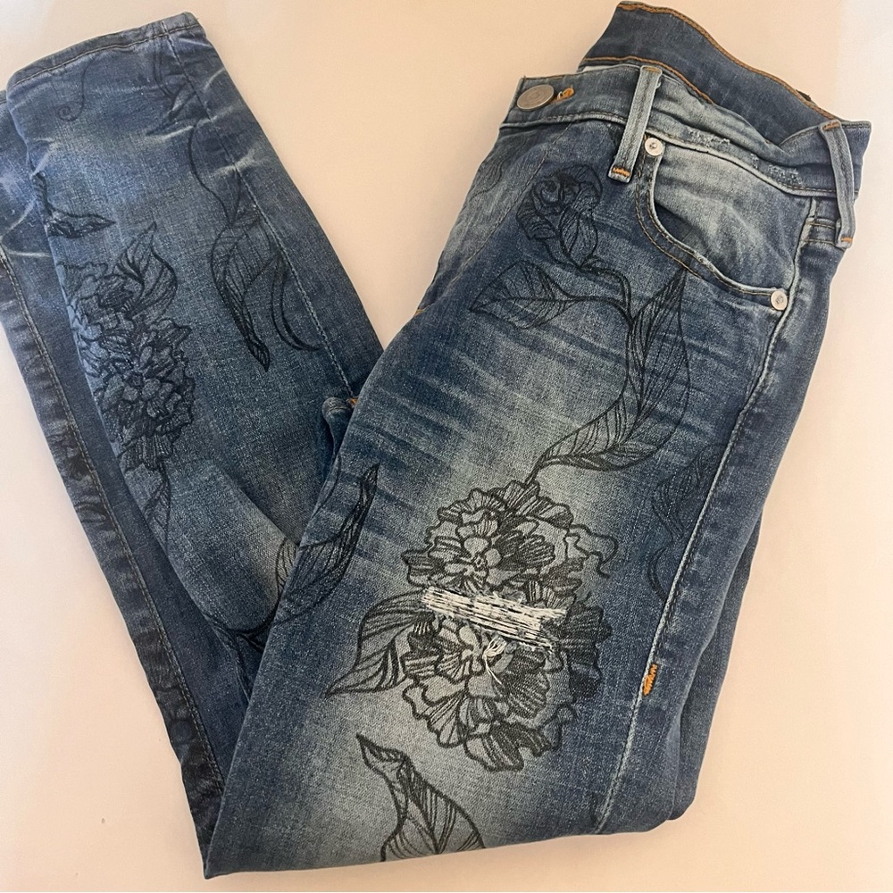 Halle hand painted floral design TR jeans